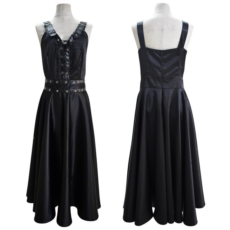 Gothic Punk Style Stitched Strap Dress - Bazaare Mart