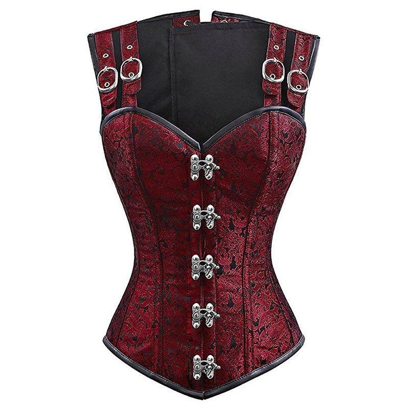 Gothic Steel Double Button Bustier Bazaare Mart Red Gothic Bustier