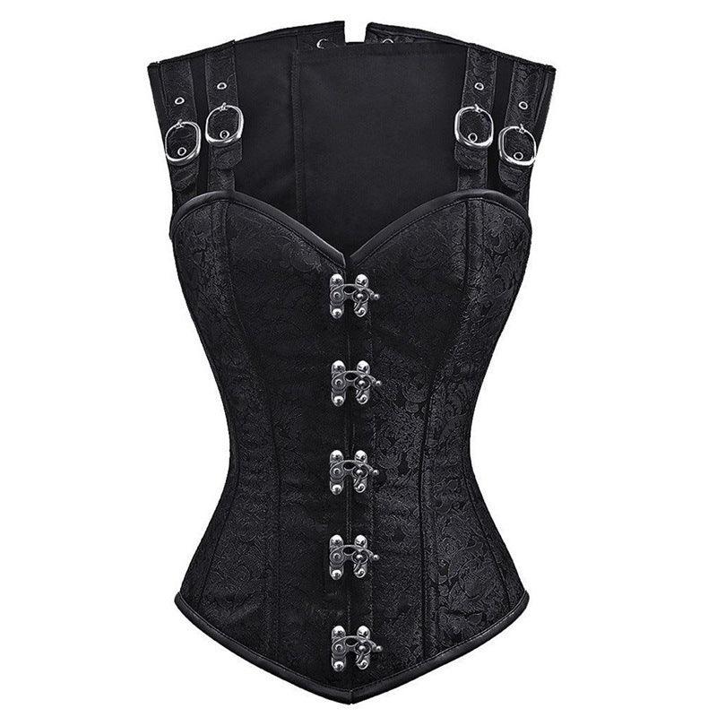 Gothic Steel Double Button Bustier Black Bazaare Mart Red Gothic Bustier