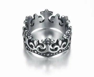 Gothic Titanium Steel Crown Ring Silver Bazaare Mart Crown Ring