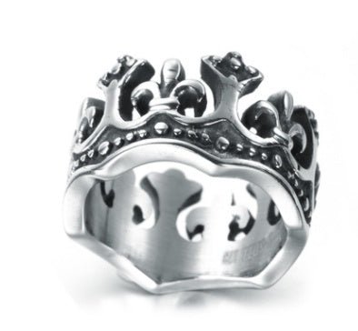 Gothic Titanium Steel Crown Ring - Bazaare Mart