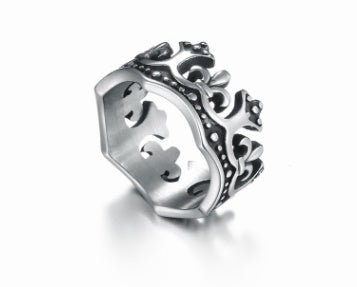Gothic Titanium Steel Crown Ring - Bazaare Mart