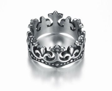 Gothic Titanium Steel Crown Ring - Bazaare Mart
