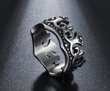 Gothic Titanium Steel Crown Ring - Bazaare Mart