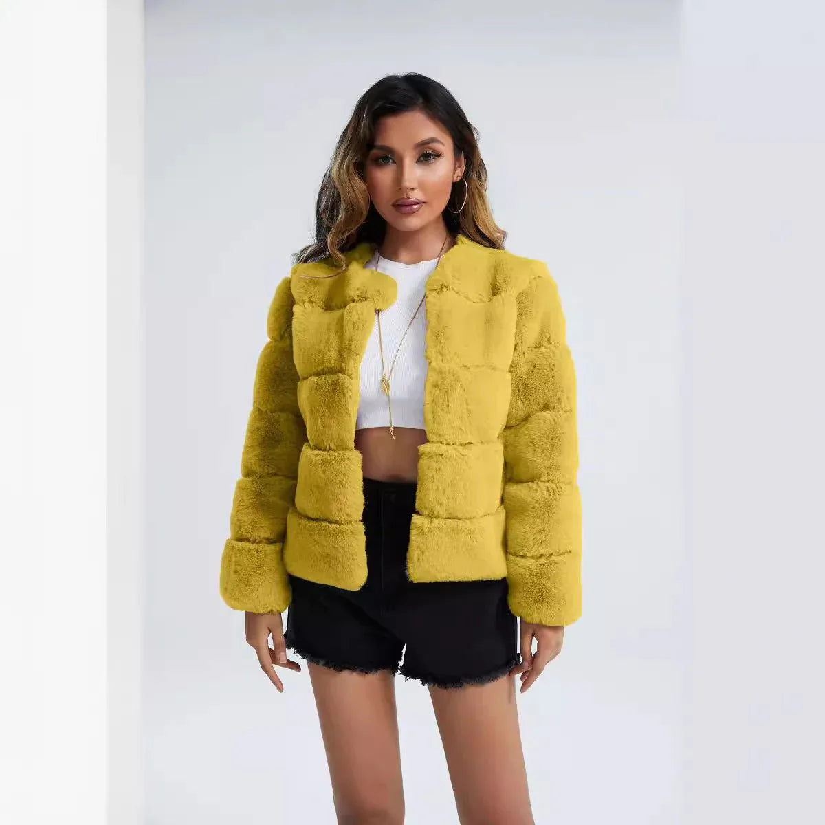 Horizontal Stitch Artificial Fox Fur Bazaare Mart Faux Fox Fur Jacket