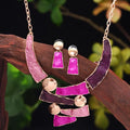 Irregular Geo Earring Necklace Set Magenta Bazaare Mart Irregular Geo Jewelry Set