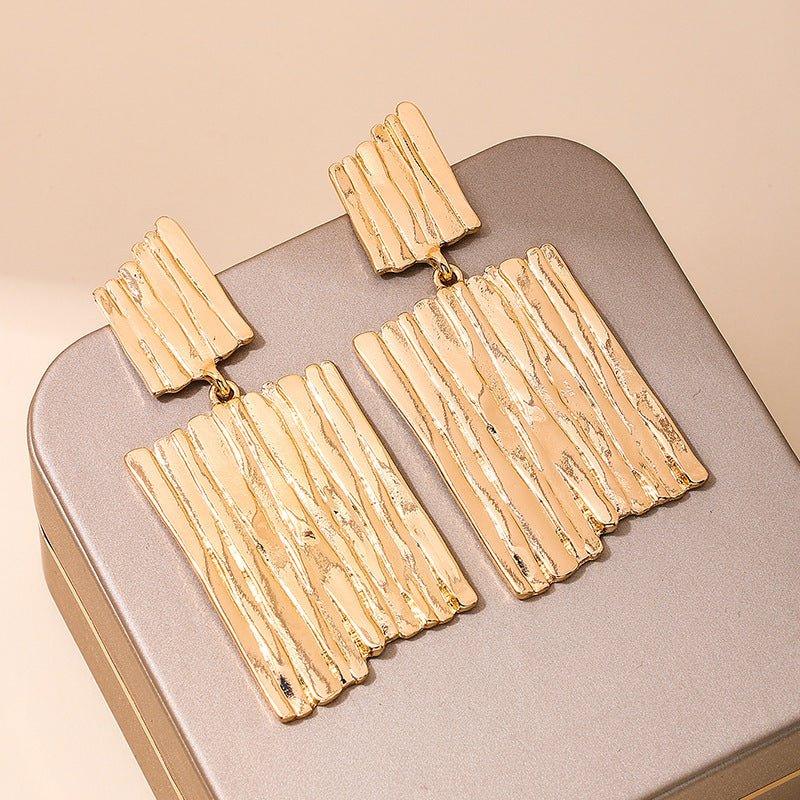 Irregular Geo Vertical Stripe Earrings - Bazaare Mart