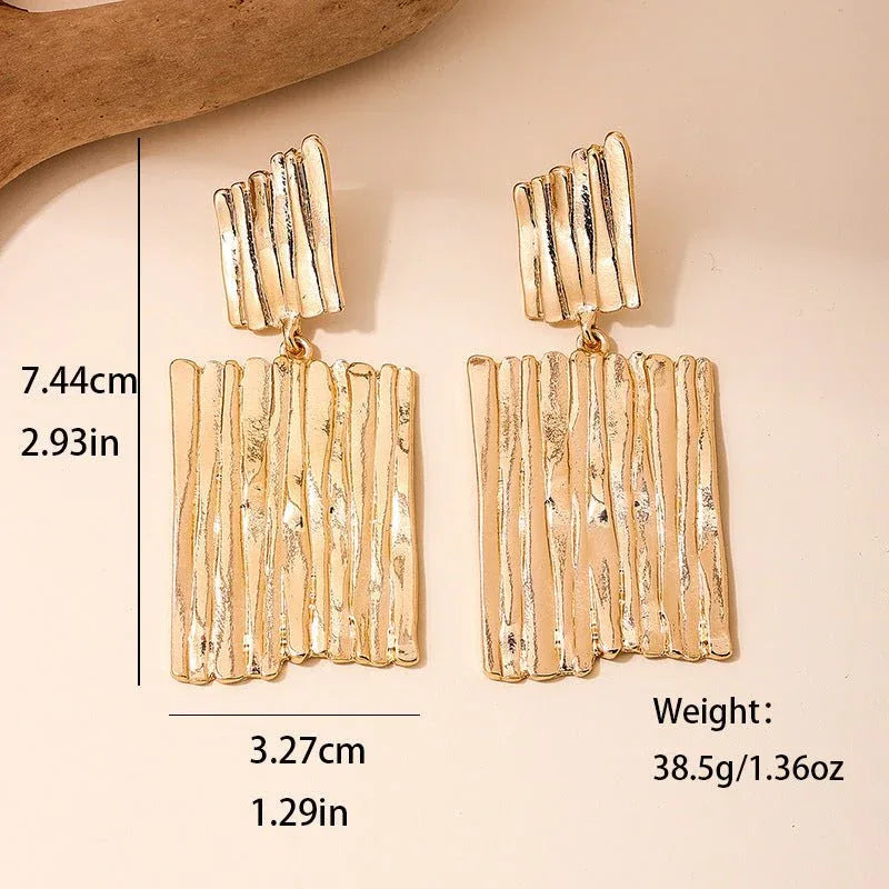 Irregular Geo Vertical Stripe Earrings - Bazaare Mart