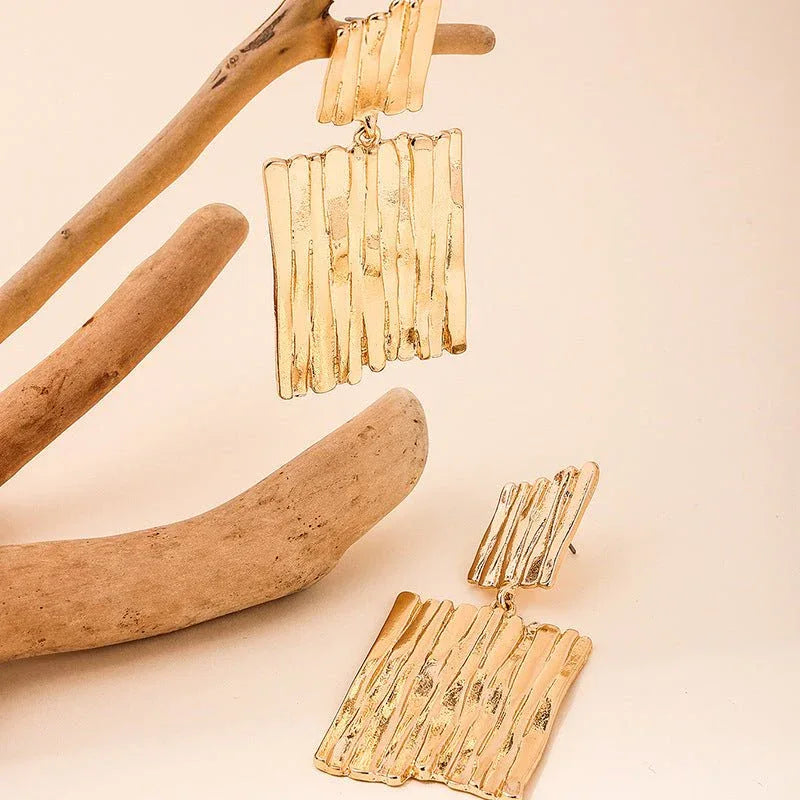 Irregular Geo Vertical Stripe Earrings - Bazaare Mart