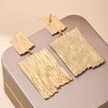 Irregular Geo Vertical Stripe Earrings Gold Bazaare Mart Gold Square Drop Earrings