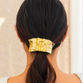 Irregular Pleated Rectangle Barrettes 01 Gold 0552 Bazaare Mart Hammered Brass Square Barrette