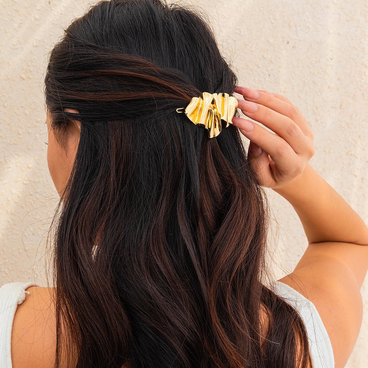 Irregular Pleated Rectangle Barrettes - Bazaare Mart