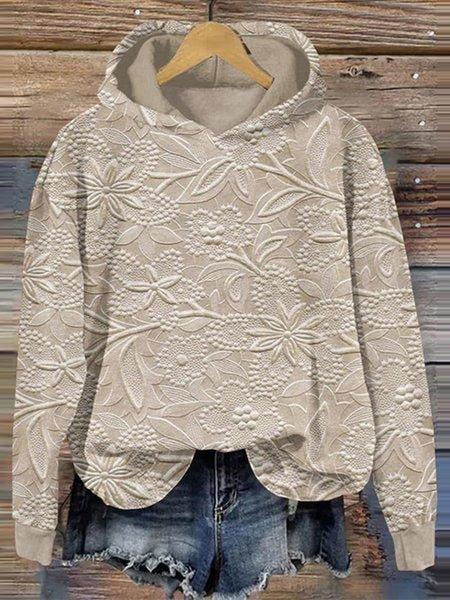 Lacey Eyelet Hoodie Beige Bazarre Mart Eyelet Hoodie