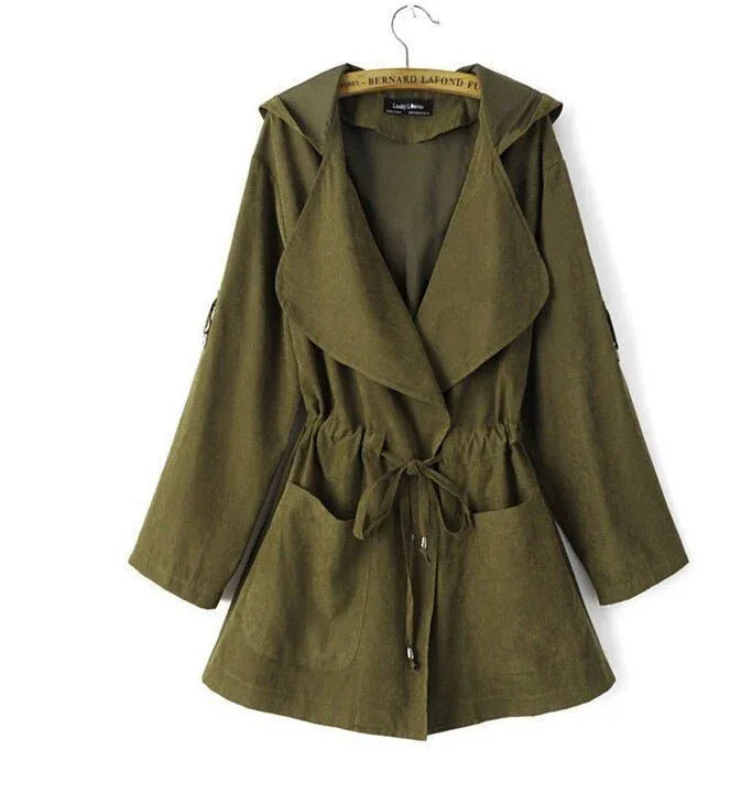 Lady's Light Hooded Waterproof Windbreaker Military Green Bazaare Mart Hooded Rain Jacket