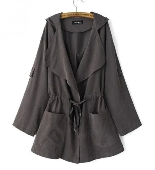 Lady's Light Hooded Waterproof Windbreaker Gray Bazaare Mart Hooded Rain Jacket