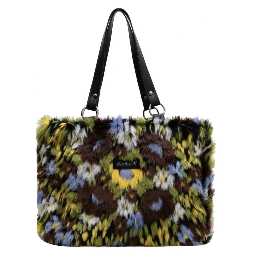 Large Furry Floral Shoulder Bag Decor Bazaare Mart Furry Floral Hand Bag