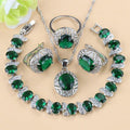 Large Gem-inlaid 4pc Jewelry Set Green Bazaare Mart Princess Cut Jewelry Set