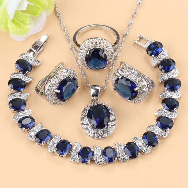 Large Gem-inlaid 4pc Jewelry Set - Bazaare Mart