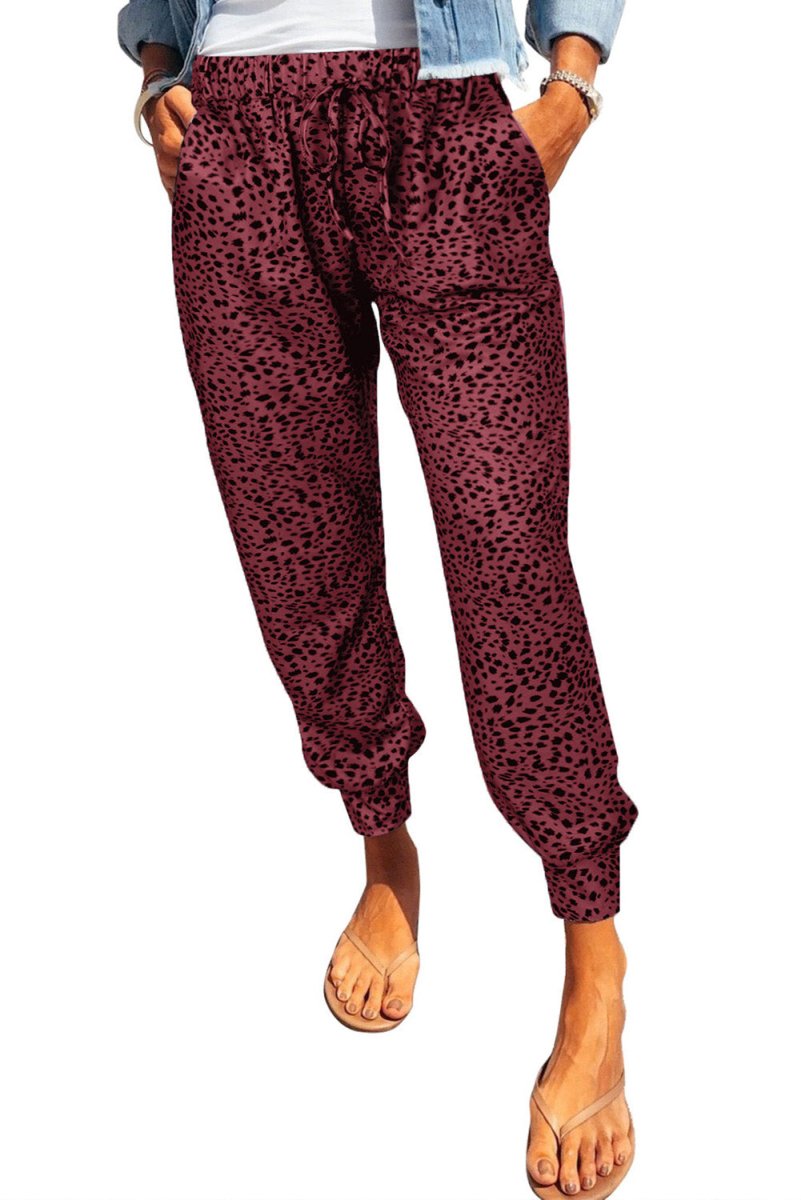 Leopard Print Joggers with Pockets - Bazaare Mart