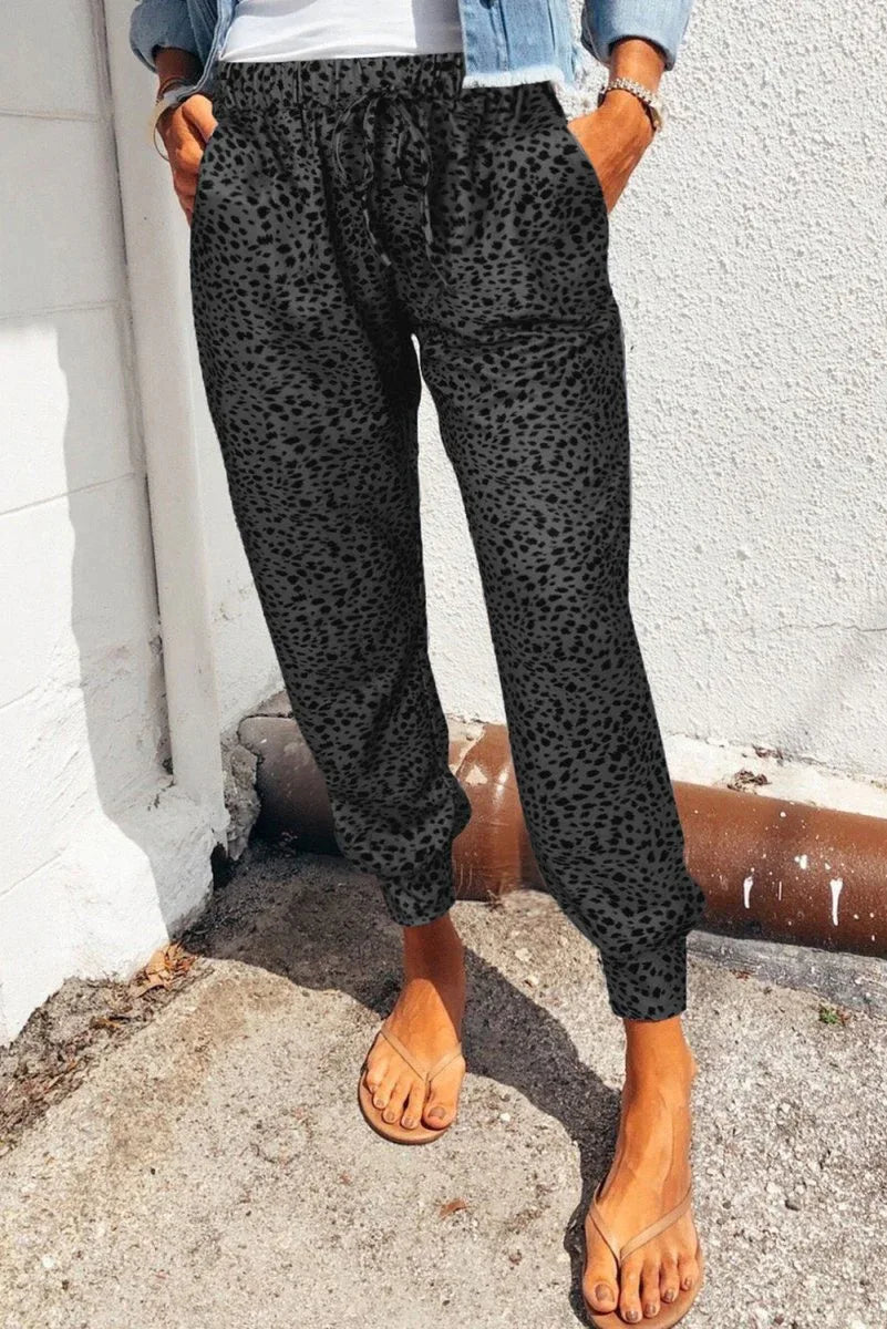 Leopard Print Joggers with Pockets Bazaare Mart Leopard Print Joggers with Pockets