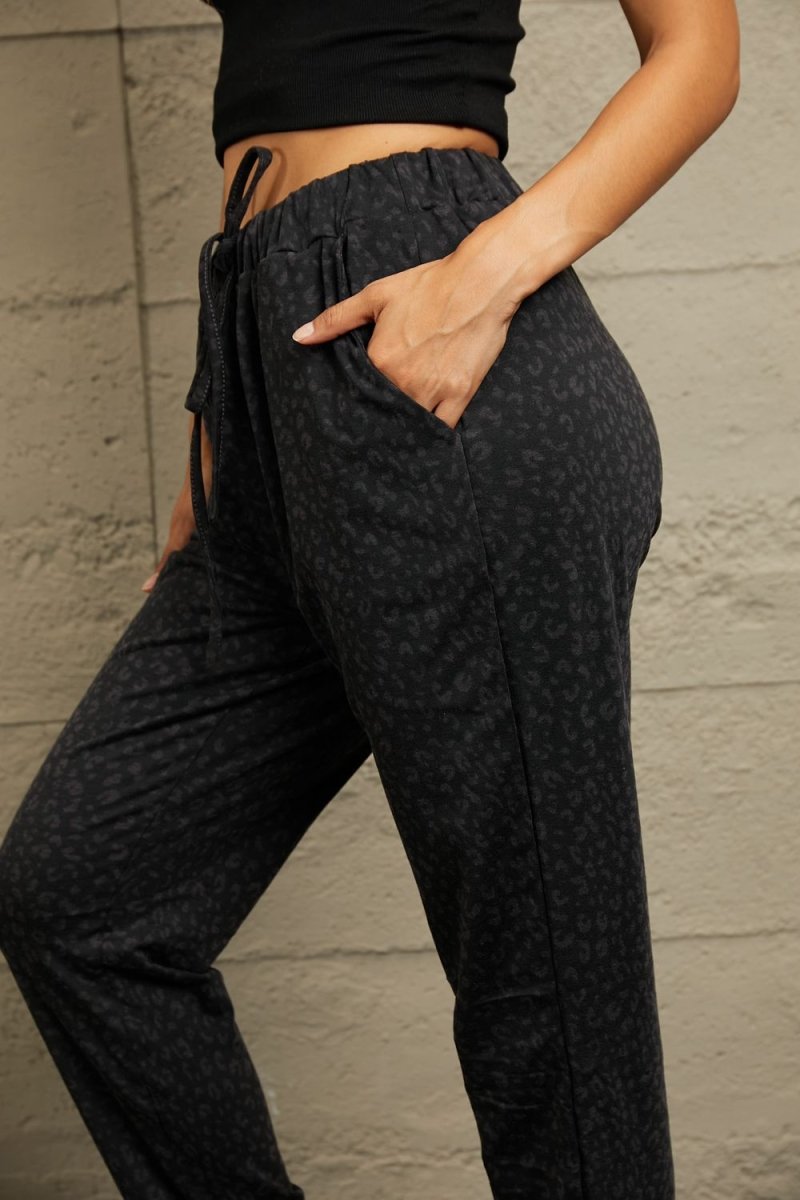 Leopard Print Joggers with Pockets - Bazaare Mart