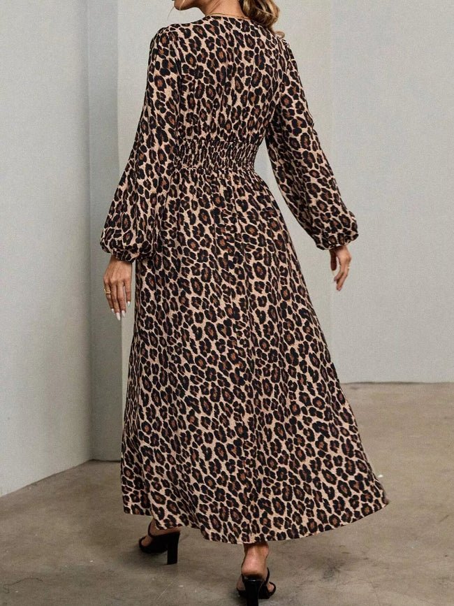 Long Balloon Sleeve V - Neck Maxi Dress - Bazaare Mart