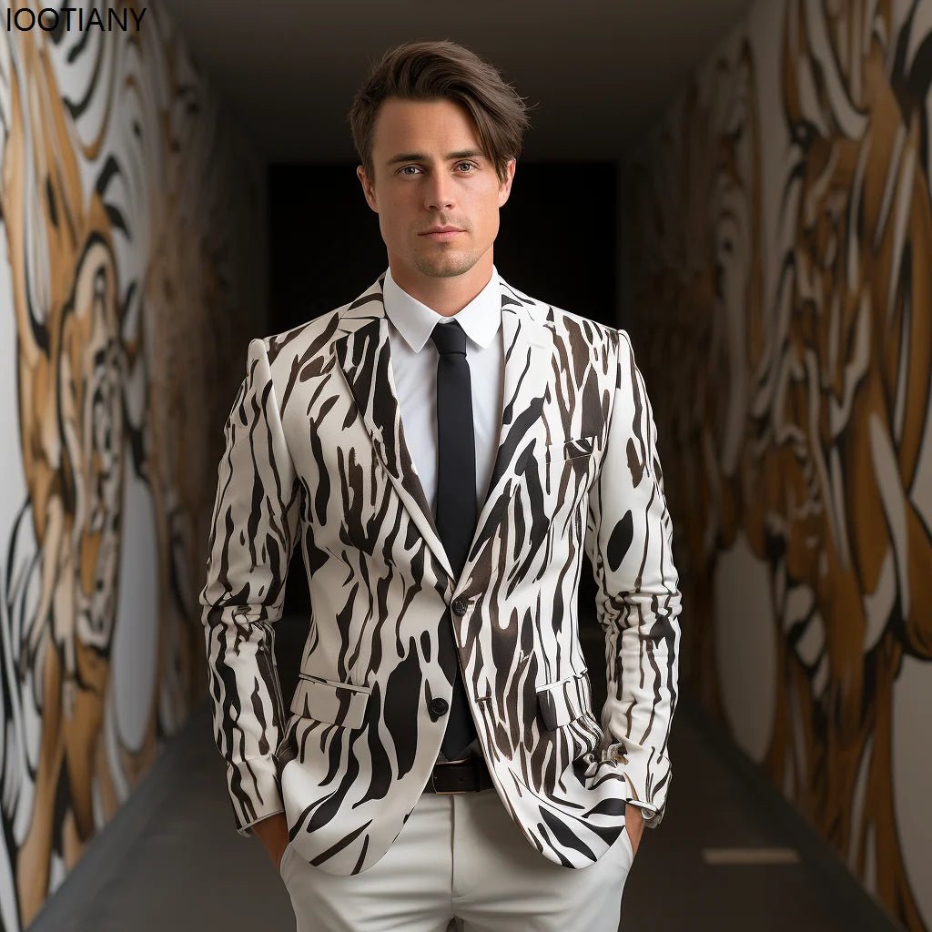 Men's Floral Print Suit Jacket - Bazaare Mart