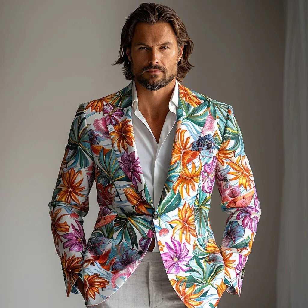 Men's Floral Print Suit Jacket Bazaare Mart Men's Floral Blazer