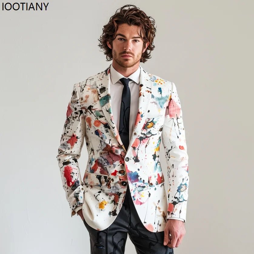 Men's Floral Print Suit Jacket - Bazaare Mart