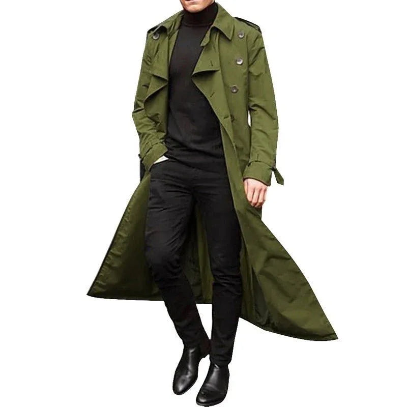 Men's Long Double Breasted Trench Coat Bazaare Mart Men's Long Trench Coat