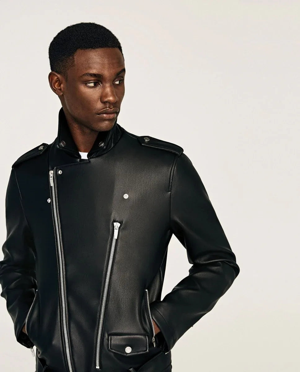 Men's PU Leather Motorcycle Jacket Bazaare Mart Men's Motorcycle Jacket
