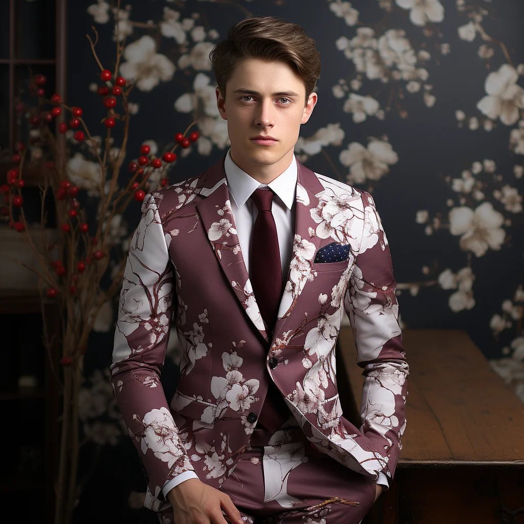 New Floral 3D Jacquard Tailored Men's Suit - Bazaare Mart