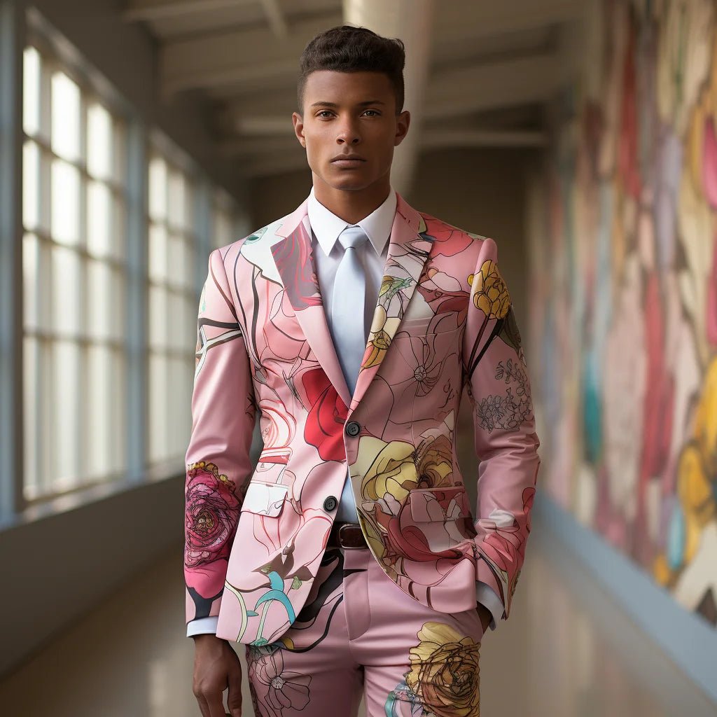 New Floral 3D Jacquard Tailored Men's Suit - Bazaare Mart