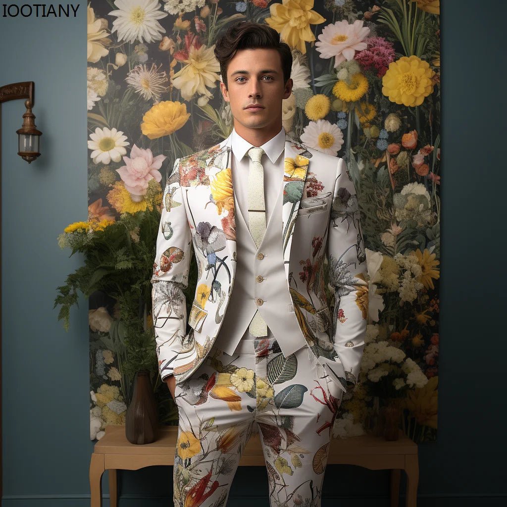 New Floral 3D Jacquard Tailored Men's Suit - Bazaare Mart