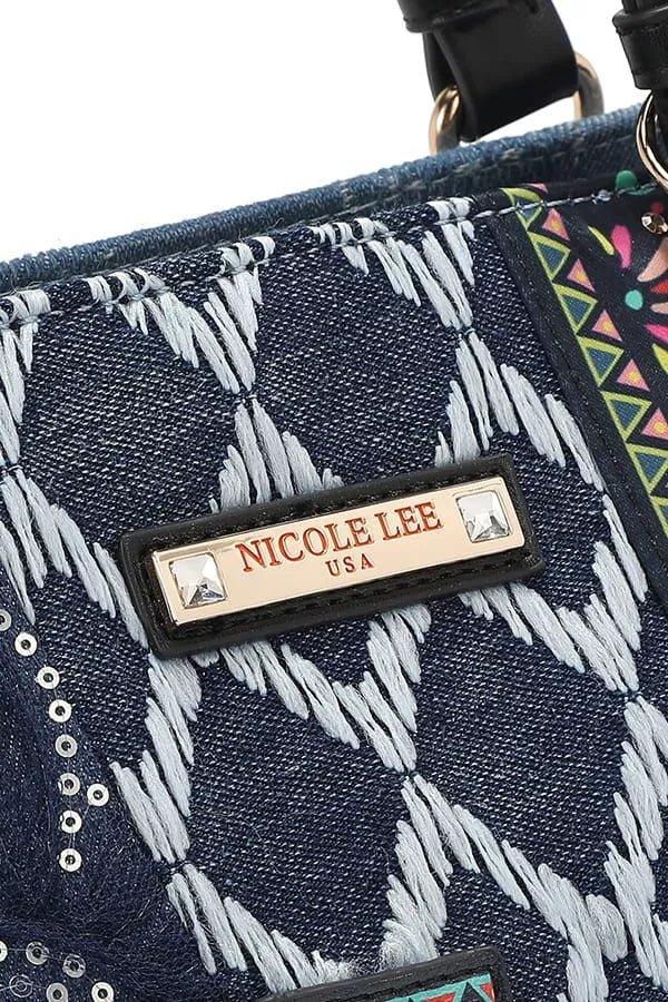 Nicole Lee USA Bosque de Amor Denim Tote Bag Bazaarre Mart Nicole Lee USA Bosque de Amor Denim Tote Bag