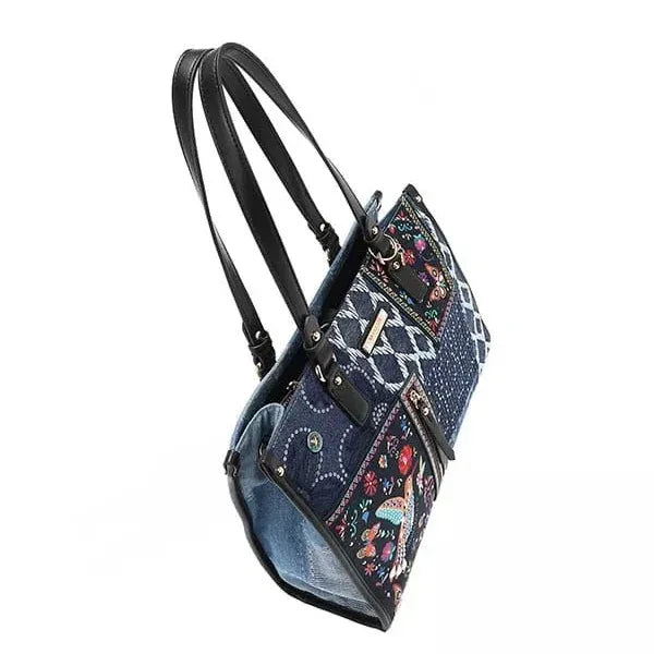 Nicole Lee USA Bosque de Amor Denim Tote Bag Bazaarre Mart Nicole Lee USA Bosque de Amor Denim Tote Bag