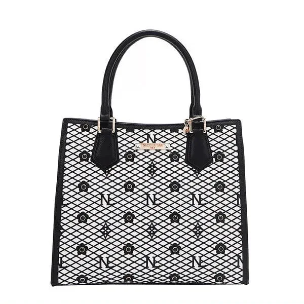 Nicole Lee USA Structured Tote Bag BLACK One Size Bazarre Mart Nicole Lee USA Structured Tote Bag