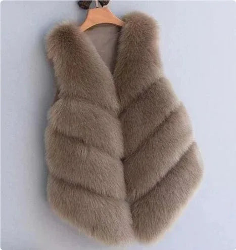 Nordic Empress Faux Fur Vest Camel Bazaare Mart Fur Vest