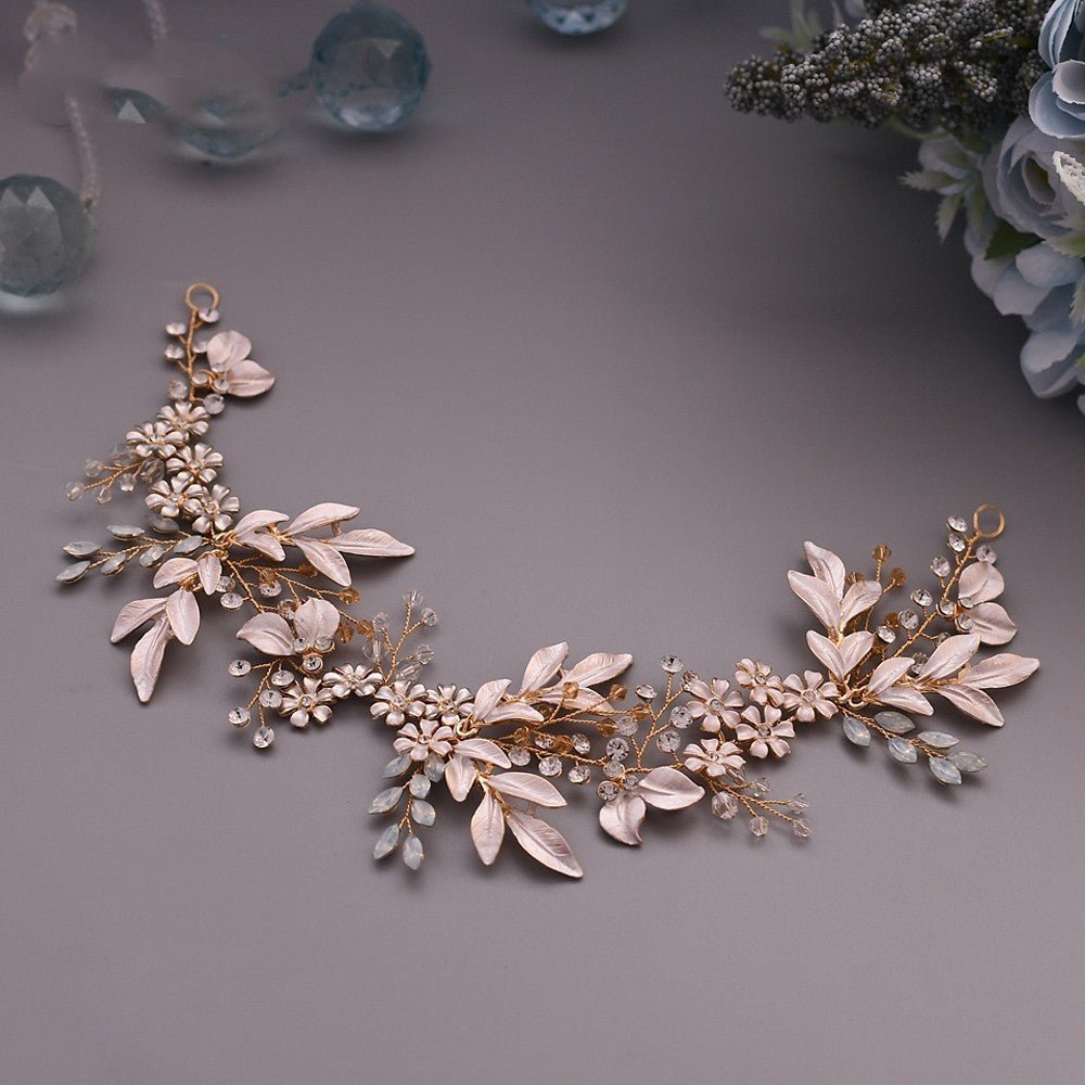 Ornate Gold Floral Crystal Hair Accessory - Bazaare Mart