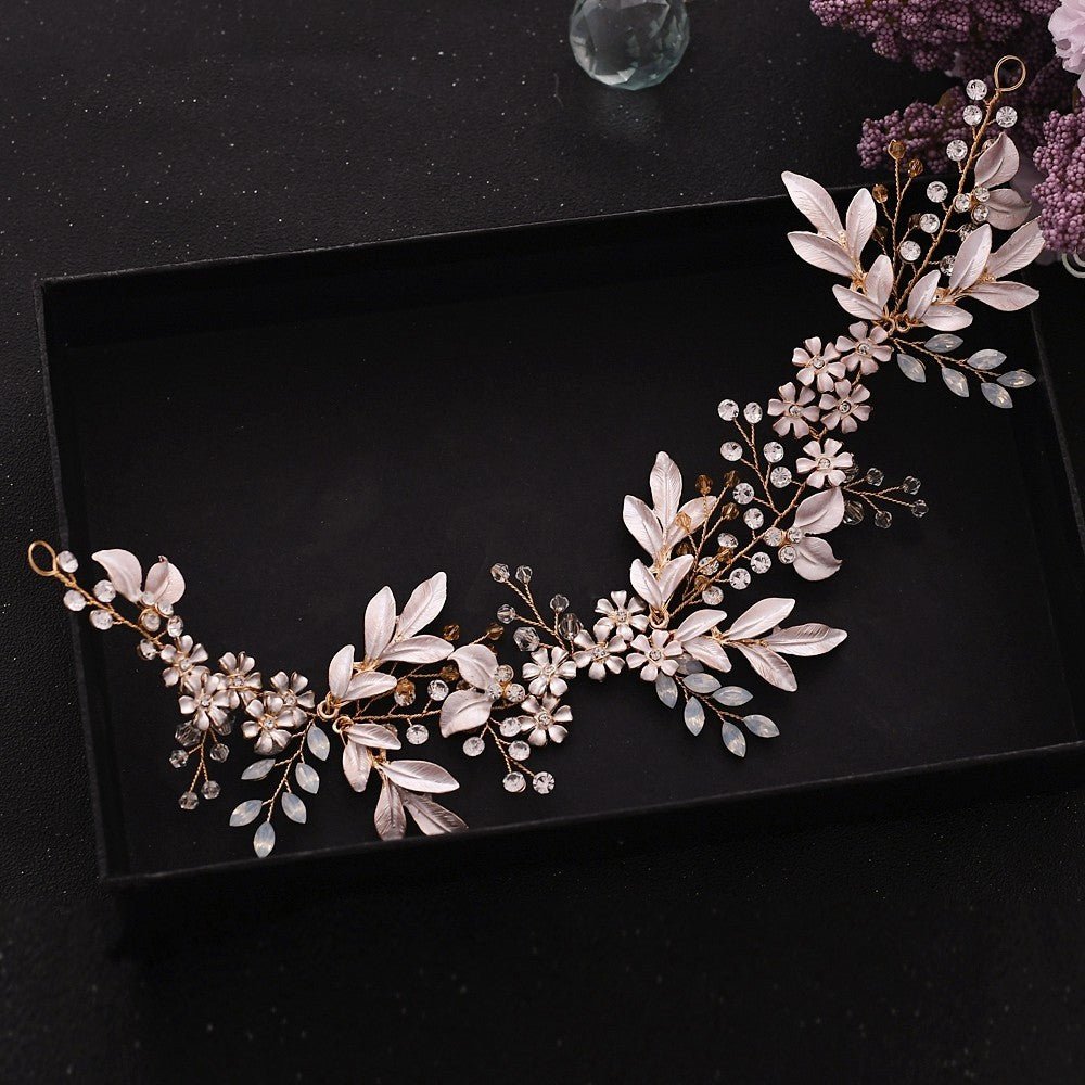 Ornate Gold Floral Crystal Hair Accessory - Bazaare Mart