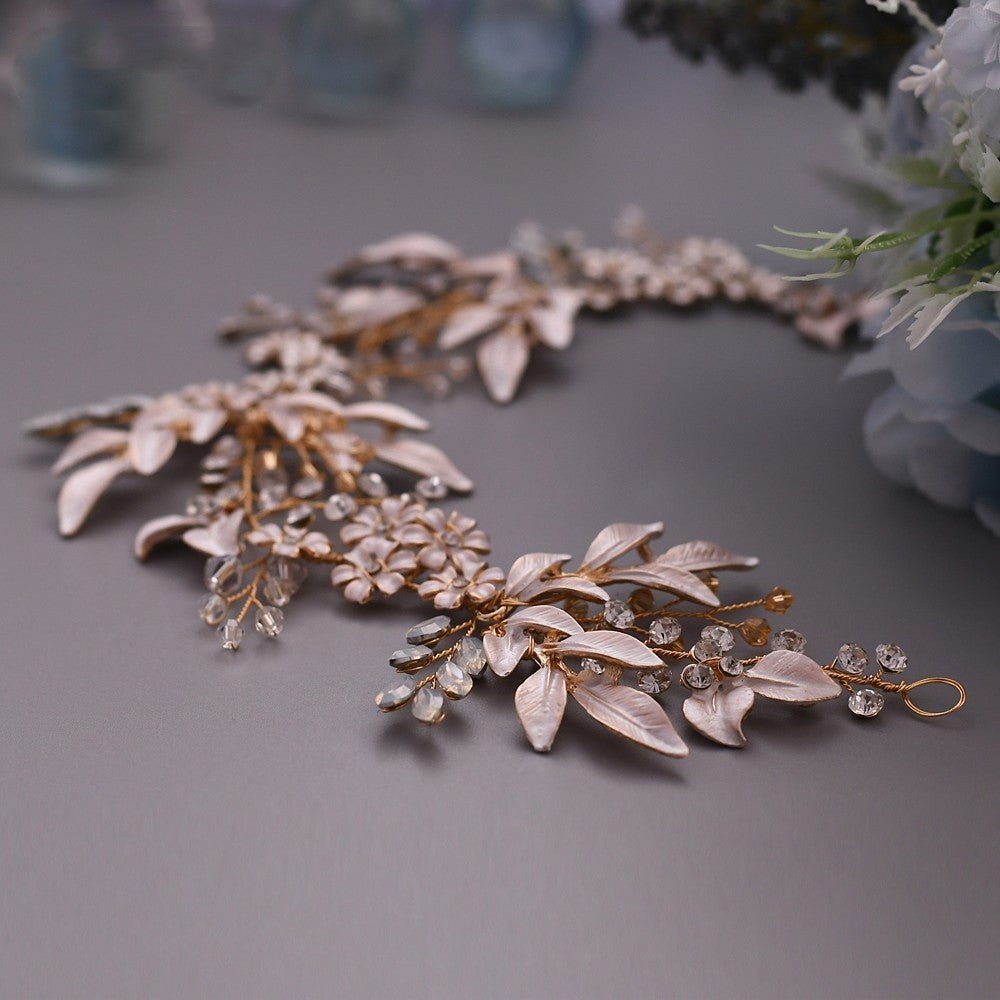Ornate Gold Floral Crystal Hair Accessory - Bazaare Mart