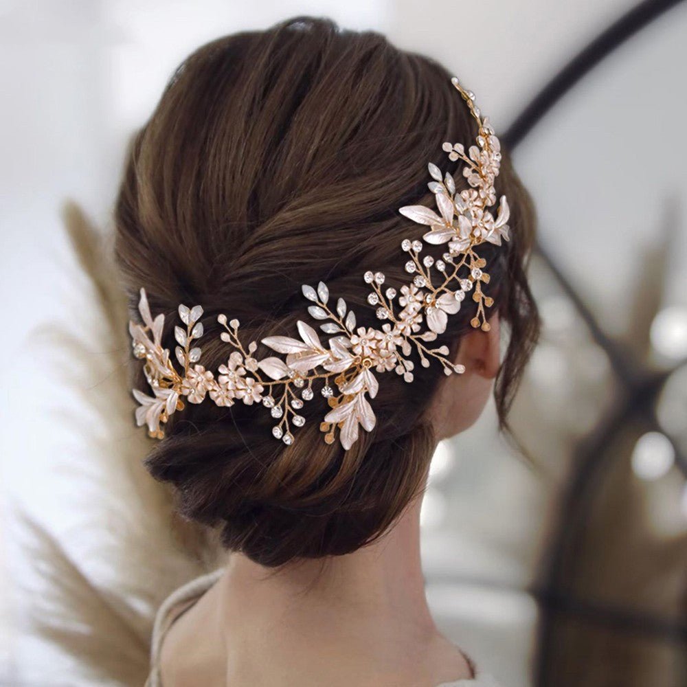 Ornate Gold Floral Crystal Hair Accessory - Bazaare Mart