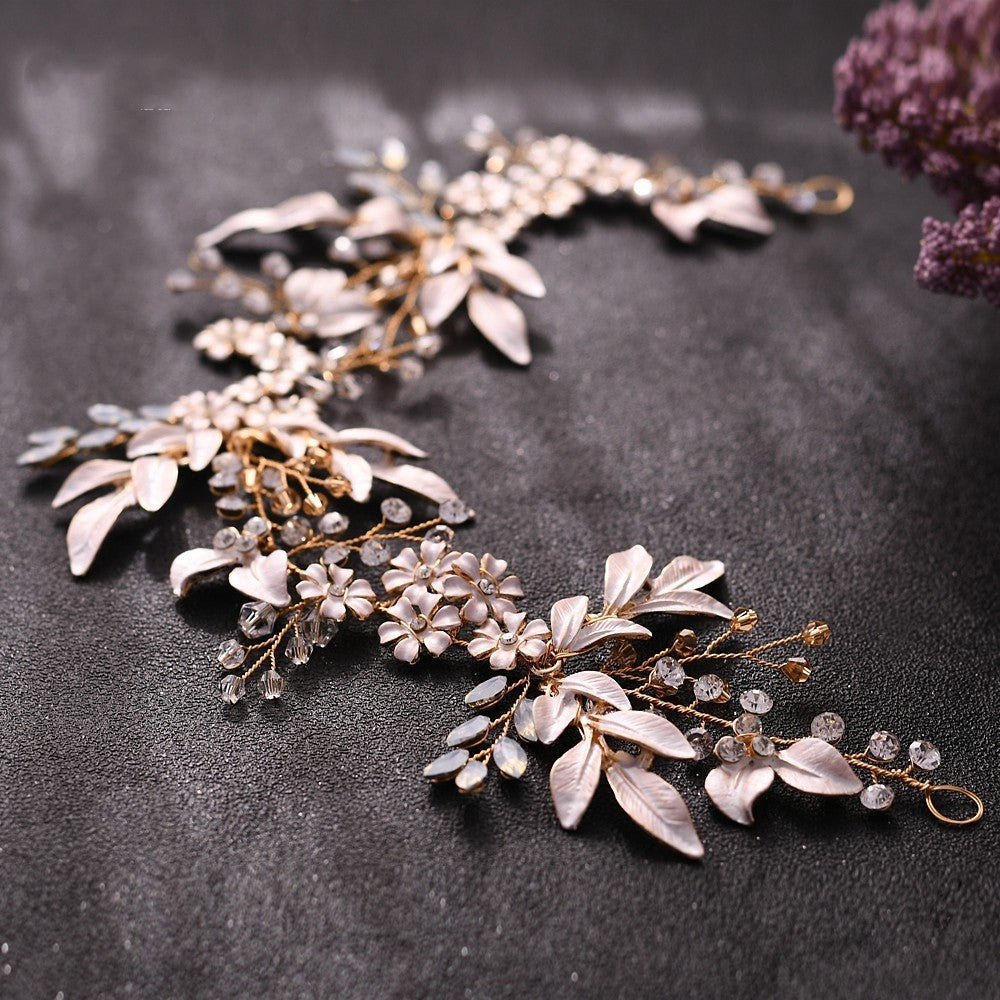 Ornate Gold Floral Crystal Hair Accessory - Bazaare Mart