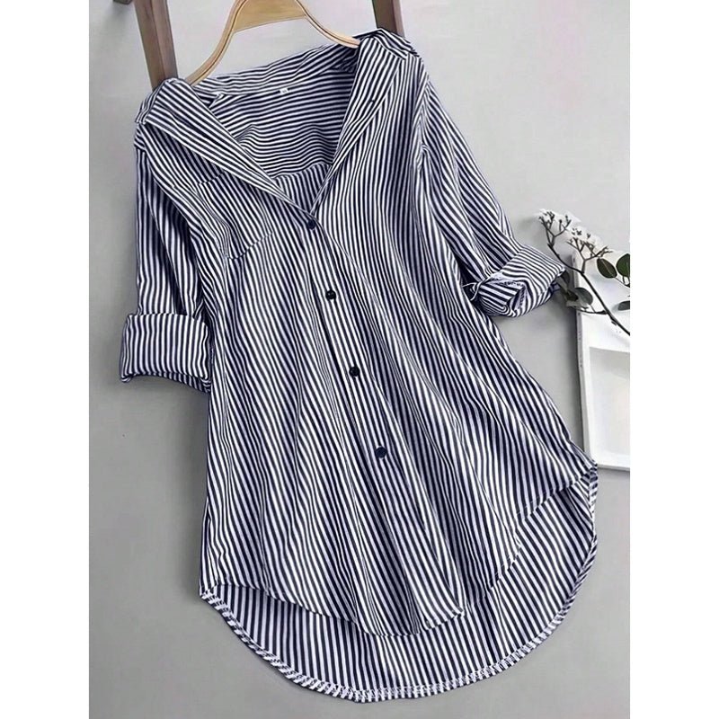 Oversized Long Buttoned Stripe Shirt - Bazaare Mart