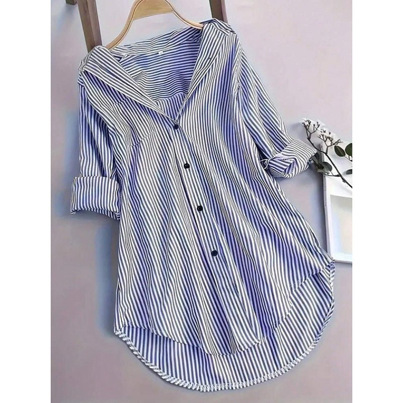 Oversized Long Buttoned Stripe Shirt - Bazaare Mart
