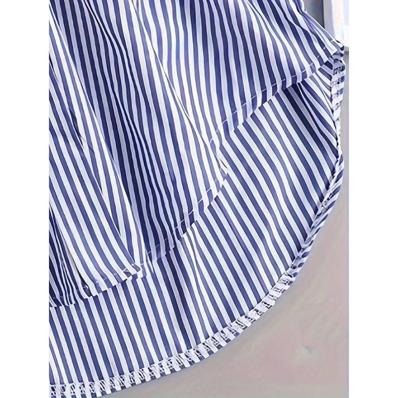 Oversized Long Buttoned Stripe Shirt - Bazaare Mart