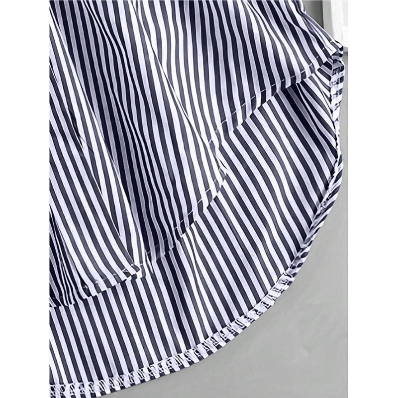Oversized Long Buttoned Stripe Shirt - Bazaare Mart