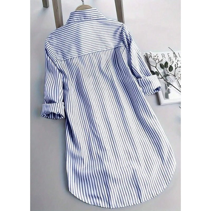 Oversized Long Buttoned Stripe Shirt - Bazaare Mart