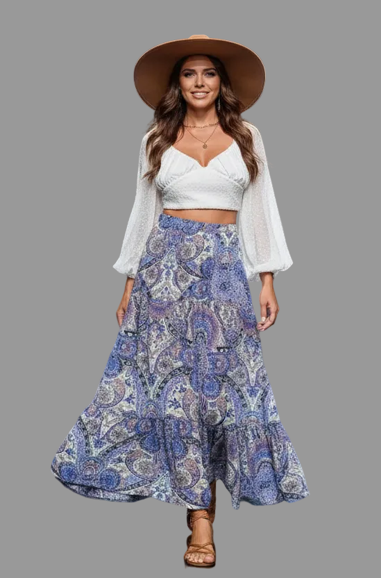 Paisley Maxi Skirt Bazaare Mart Boho Midi Skirt
