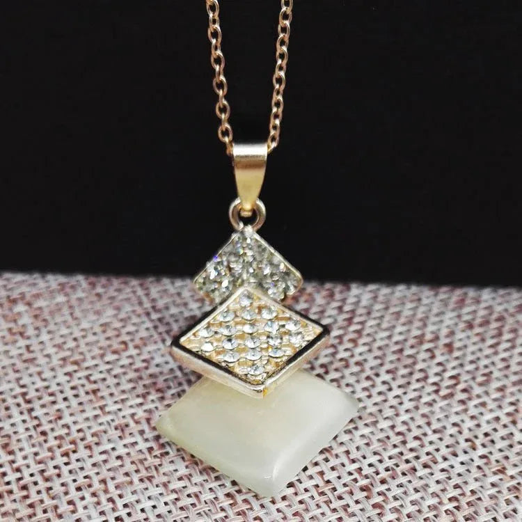 Pink Triple Diamond Necklace Set - Bazaare Mart